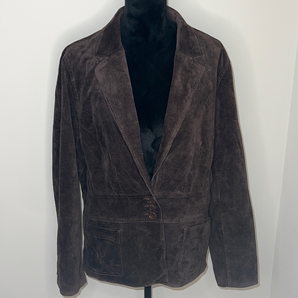 Jones New York Dark Brown Suede Blazer